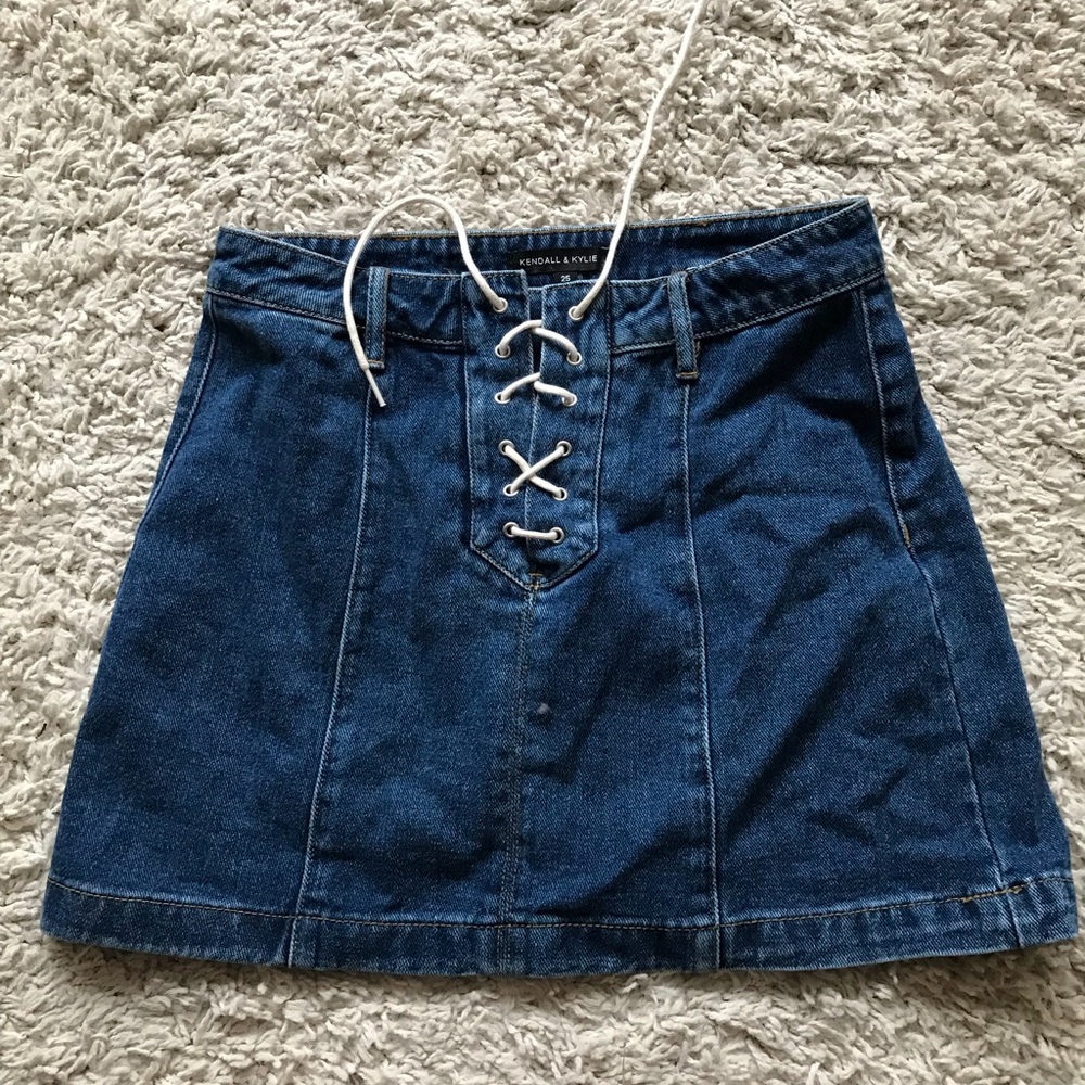 Kendall & Kylie - Jean Lace Up Skirt